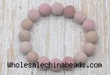 CGB5510 10mm, 12mm round matte pink wooden jasper beads stretchy bracelets