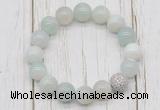 CGB5703 10mm, 12mm sea blue banded agate beads with zircon ball charm bracelets