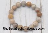 CGB5745 10mm, 12mm fossil coral beads with zircon ball charm bracelets