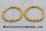 CGB6004 8mm round grade AA golden tiger eye bracelet with leopard head for men