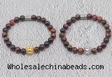 CGB6012 8mm round red tiger eye bracelet with lion head for men