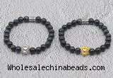 CGB6020 8mm round blue tiger eye bracelet with lion head for men