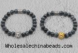 CGB6023 8mm round grade AA blue tiger eye bracelet with lion head for men