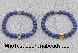 CGB6046 8mm round lapis lazuli bracelet with skull for men