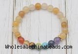 CGB6267 8mm yellow aventurine 7 chakra beaded mala stretchy bracelets