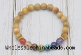 CGB6328 8mm golden tiger eye 7 chakra beaded mala stretchy bracelets