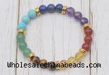 CGB6343 8mm 7 chakra gemstone beaded mala stretchy bracelets