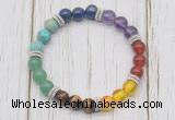 CGB6345 8mm 7 chakra gemstone beaded mala stretchy bracelets
