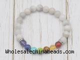 CGB6350 8mm white crazy lace agate 7 chakra beaded mala stretchy bracelets