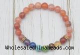 CGB6353 8mm fire agate 7 chakra beaded mala stretchy bracelets
