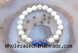 CGB6417 8mm round matte white howlite & lapis lazuli  beaded bracelets