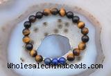 CGB6418 8mm round yellow tiger eye & lapis lazuli  beaded bracelets