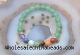 CGB6429 8mm round green aventurine 7 chakra beads bracelet wholesale
