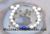 CGB6594 8mm round matte white howlite & lapis lazuli adjustable bracelets