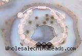 CGB6600 8mm round rose quartz & garnet adjustable bracelets