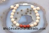 CGB6627 8mm round white fossil jasper & green sea sediment jasper adjustable bracelets