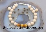 CGB6628 8mm round white fossil jasper & golden tiger eye adjustable bracelets