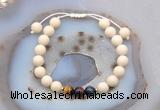 CGB6632 8mm round white fossil jasper & mixed tiger eye adjustable bracelets