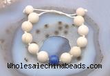 CGB6705 12mm round white fossil jasper & lapis lazuli adjustable bracelets