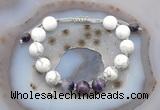 CGB6761 10mm round white howlite & dogtooth amethyst adjustable bracelets