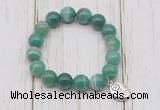 CGB6854 10mm, 12mm green banded agate beaded bracelet with alloy pendant