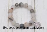 CGB6892 10mm, 12mm matte montana agate beaded bracelet with alloy pendant