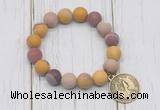 CGB6897 10mm, 12mm matte mookaite beaded bracelet with alloy pendant