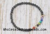 CGB7061 7 chakra 4mm golden obsidian beaded meditation yoga bracelets