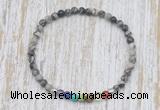 CGB7075 7 chakra 4mm black water jasper beaded meditation yoga bracelets