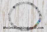 CGB7089 7 chakra 4mm black rutilated quartz beaded meditation yoga bracelets