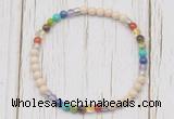 CGB7118 7 chakra 4mm white fossil jasper beaded meditation yoga bracelets