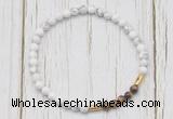 CGB7127 4mm white howlite & yellow tiger eye beaded meditation yoga bracelets