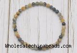 CGB7201 4mm tiny golden & blue tiger eye beaded meditation yoga bracelets