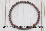 CGB7259 4mm tiny mahogany obsidian beaded meditation yoga bracelets