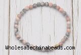 CGB7269 4mm tiny pink zebra jasper beaded meditation yoga bracelets