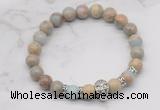 CGB7374 8mm serpentine jasper bracelet with skull for men or women