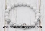 CGB7390 8mm white howlite bracelet with skull for men or women