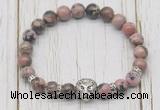 CGB7402 8mm rhodonite bracelet with lion head for men or women