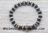CGB7431 8mm Tibetan agate bracelet with skull for men or women