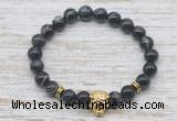 CGB7445 8mm black banded agate bracelet with tiger head for men or women