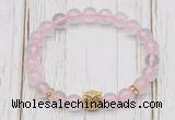 CGB7487 8mm rose quartz bracelet with owl head for men or women