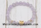 CGB7488 8mm lavender amethyst bracelet with owl head for men or women