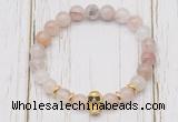CGB7496 8mm pink quartz bracelet with skull for men or women