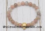 CGB7508 8mm rainbow moonstone bracelet with tiger head for men or women