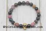 CGB7510 8mm tourmaline bracelet with skull for men or women