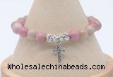 CGB7751 8mm pink wooden jasper bead with luckly charm bracelets