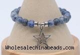 CGB7815 8mm blue spot stone bead with luckly charm bracelets
