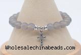 CGB7853 8mm grey agate bead with luckly charm bracelets
