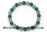 CGB8046 8mm green agate & matte black agate beaded stretchy bracelets