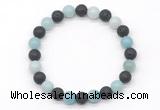 CGB8077 8mm amazonite & black lava beaded stretchy bracelets